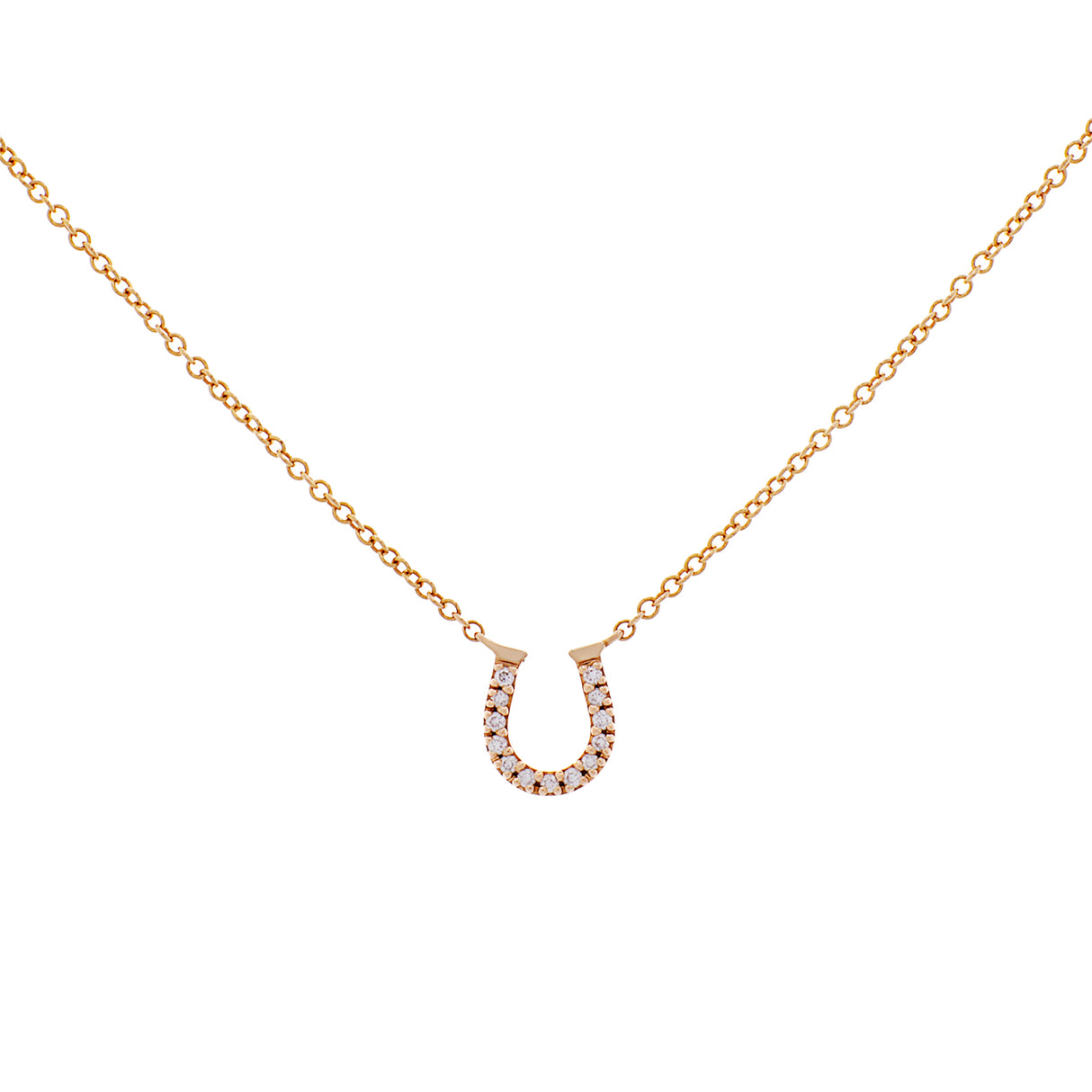 Tiffany & Co. 18K Rose Gold Diamond Horseshoe Pendant Necklace Designer Jewellery Tiffany and Co