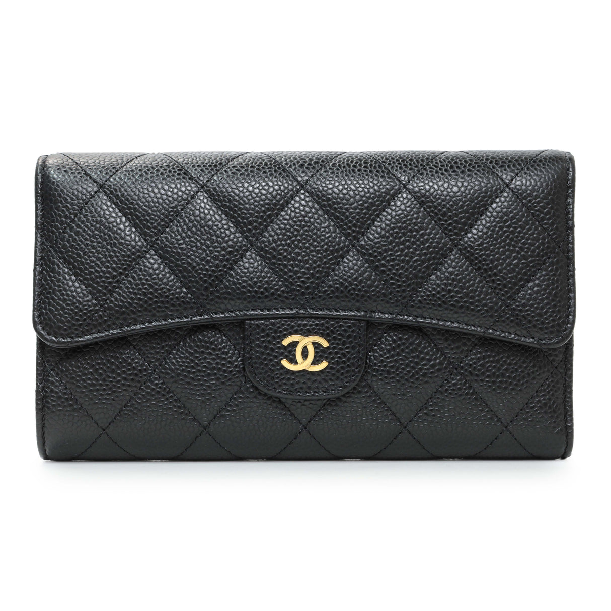 Chanel Black Quilted Caviar Large Flap Wallet Accessories Chanel