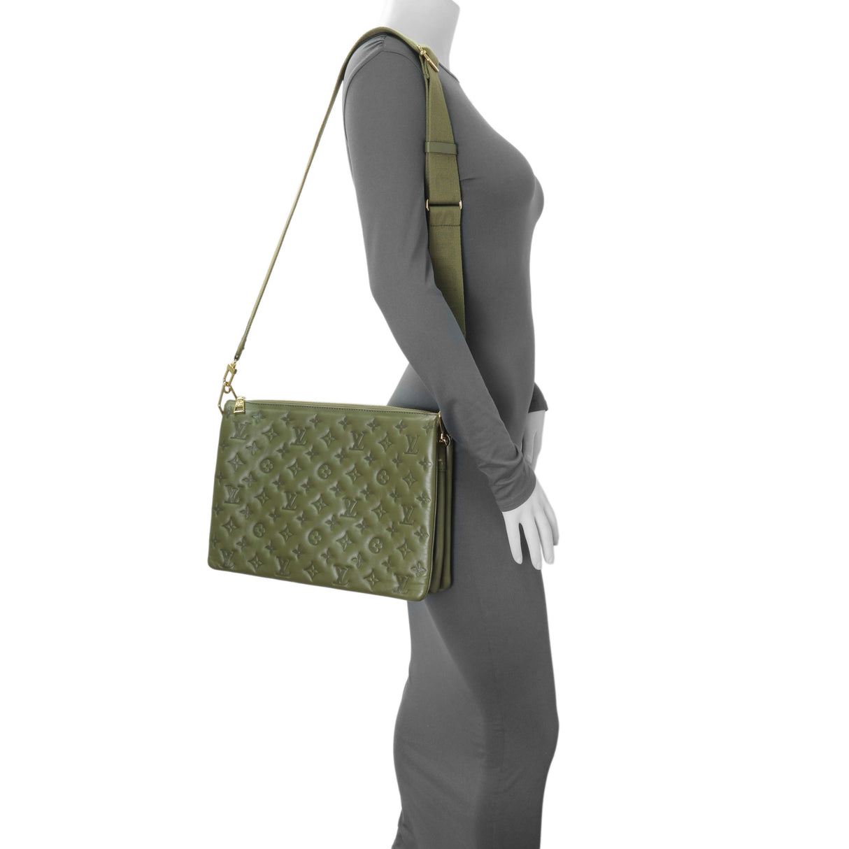 Louis Vuitton Green Monogram Embossed Lambskin Coussin MM Handbags Louis Vuitton