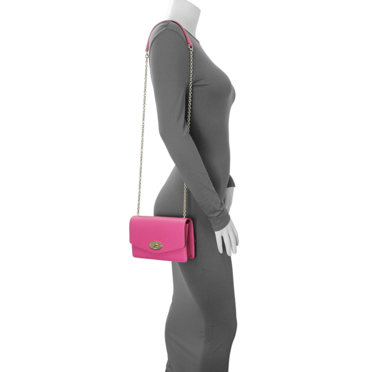 Mulberry Pink Grained Calfskin Small Darley Crossbody Handbags Mulberry