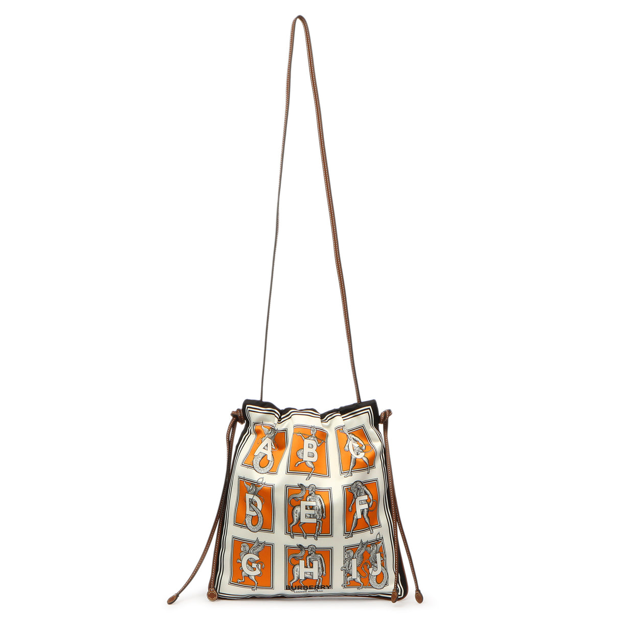 Burberry Orange White Silk Drawstring Pouch Handbags Burberry