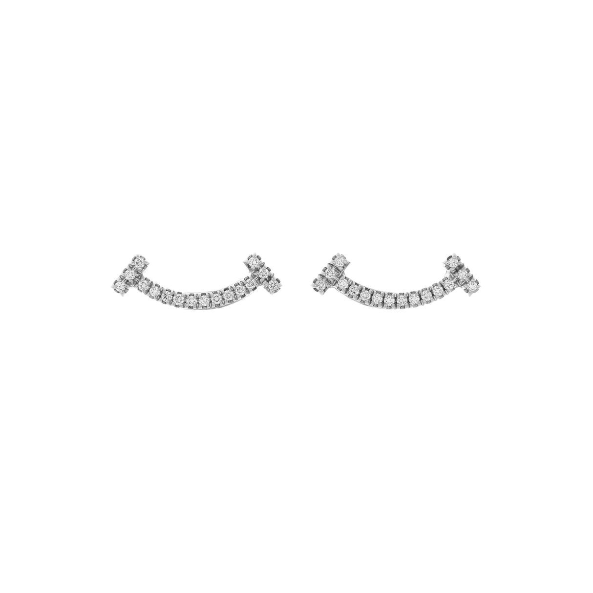 Tiffany & Co. 18K White Gold Diamond T Smile Earrings Designer Jewellery Tiffany and Co