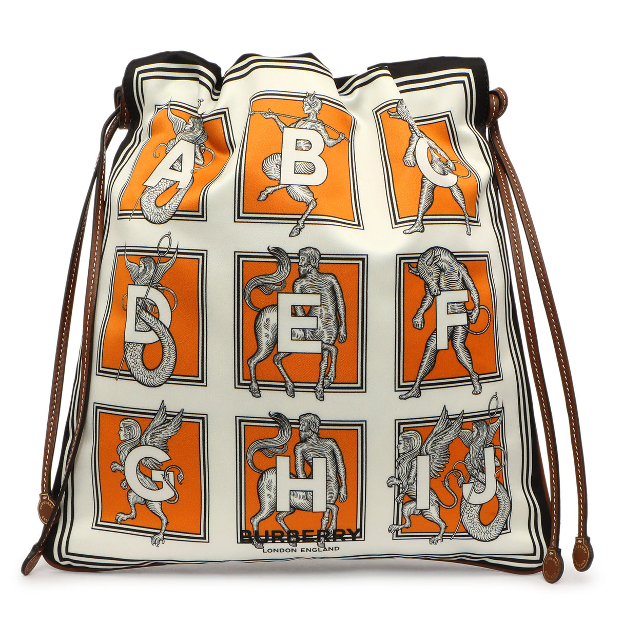 Burberry Orange White Silk Drawstring Pouch Handbags Burberry