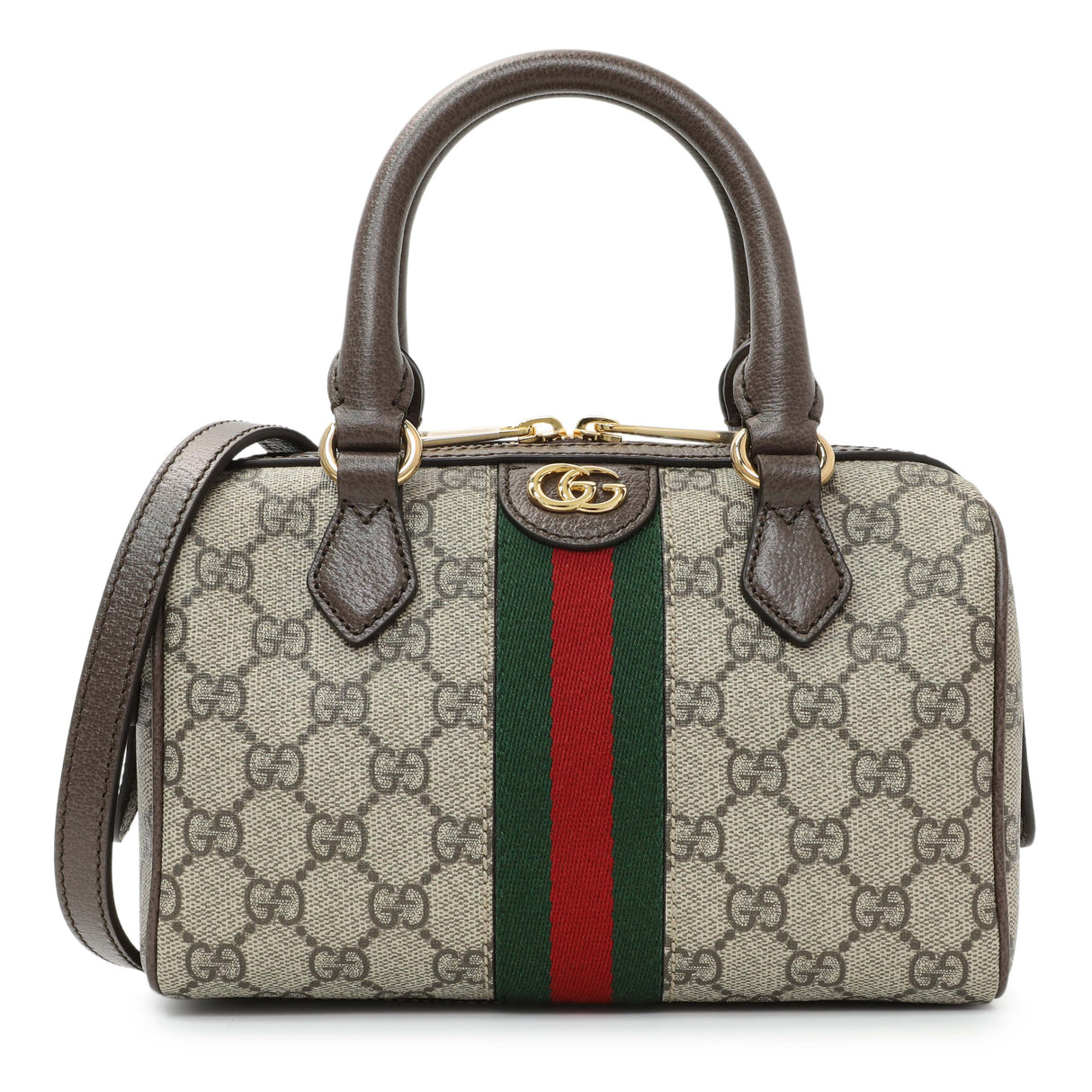 Gucci GG Supreme Monogram Web Small Ophidia Boston Bag Handbags Gucci