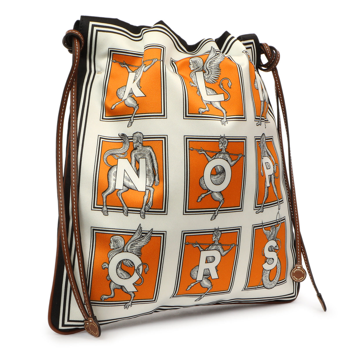 Burberry Orange White Silk Drawstring Pouch Handbags Burberry
