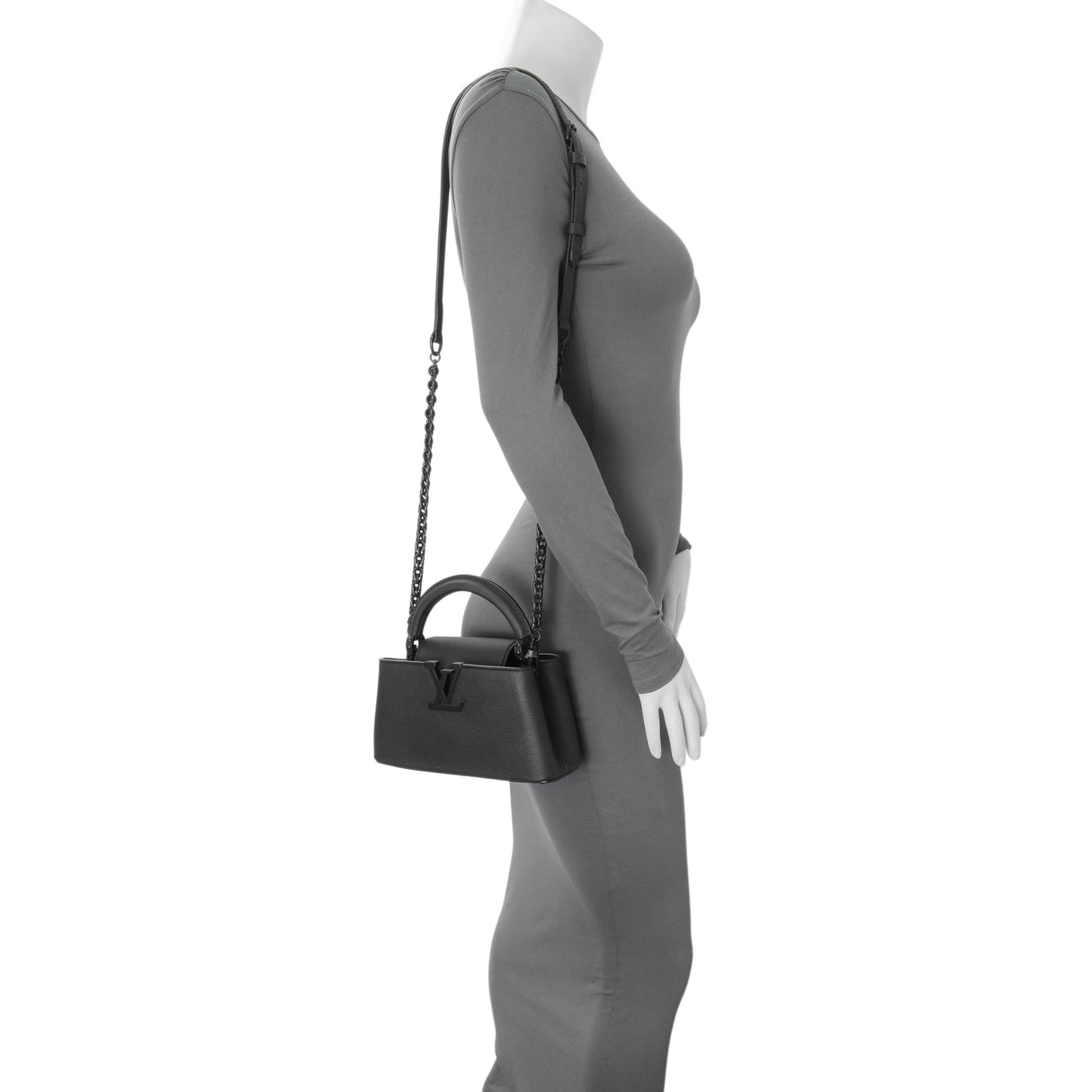 Louis Vuitton Black Matte Taurillon Capucines East West Mini Handbags Louis Vuitton