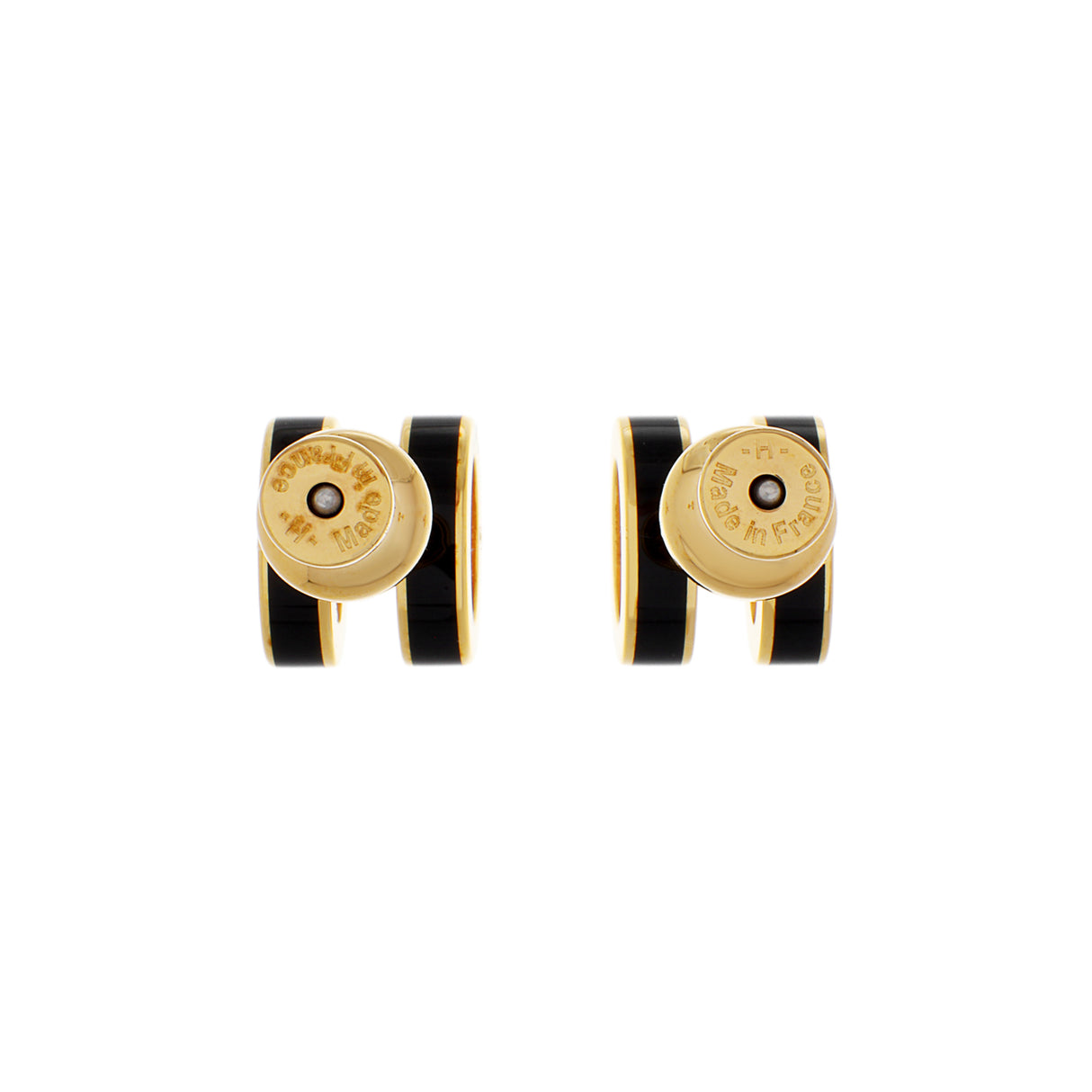 Hermes Yellow Gold Black Lacquer Mini Pop H Earrings Designer Jewellery Hermes