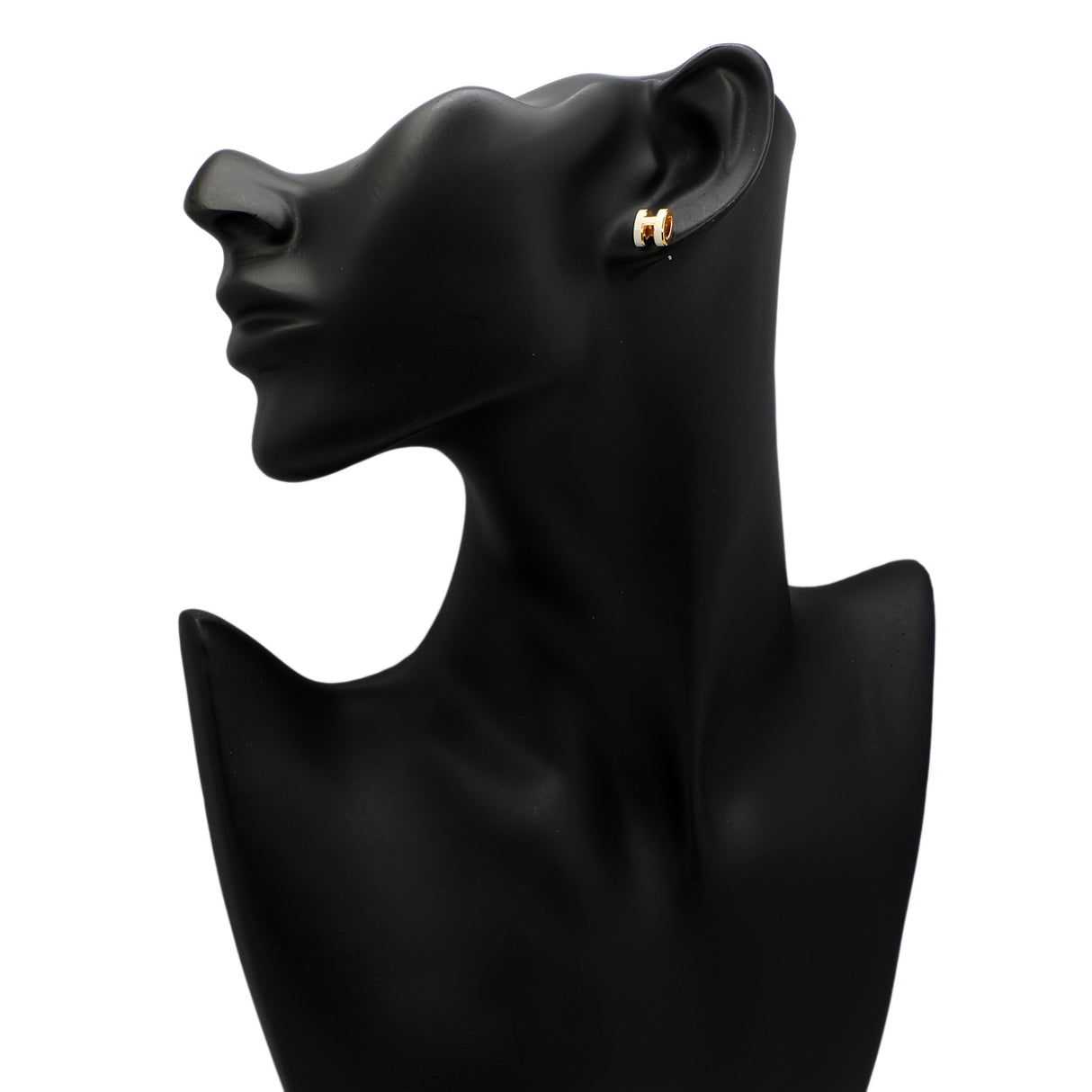 Hermes Yellow Gold White Lacquer Mini Pop H Earrings Designer Jewellery Hermes