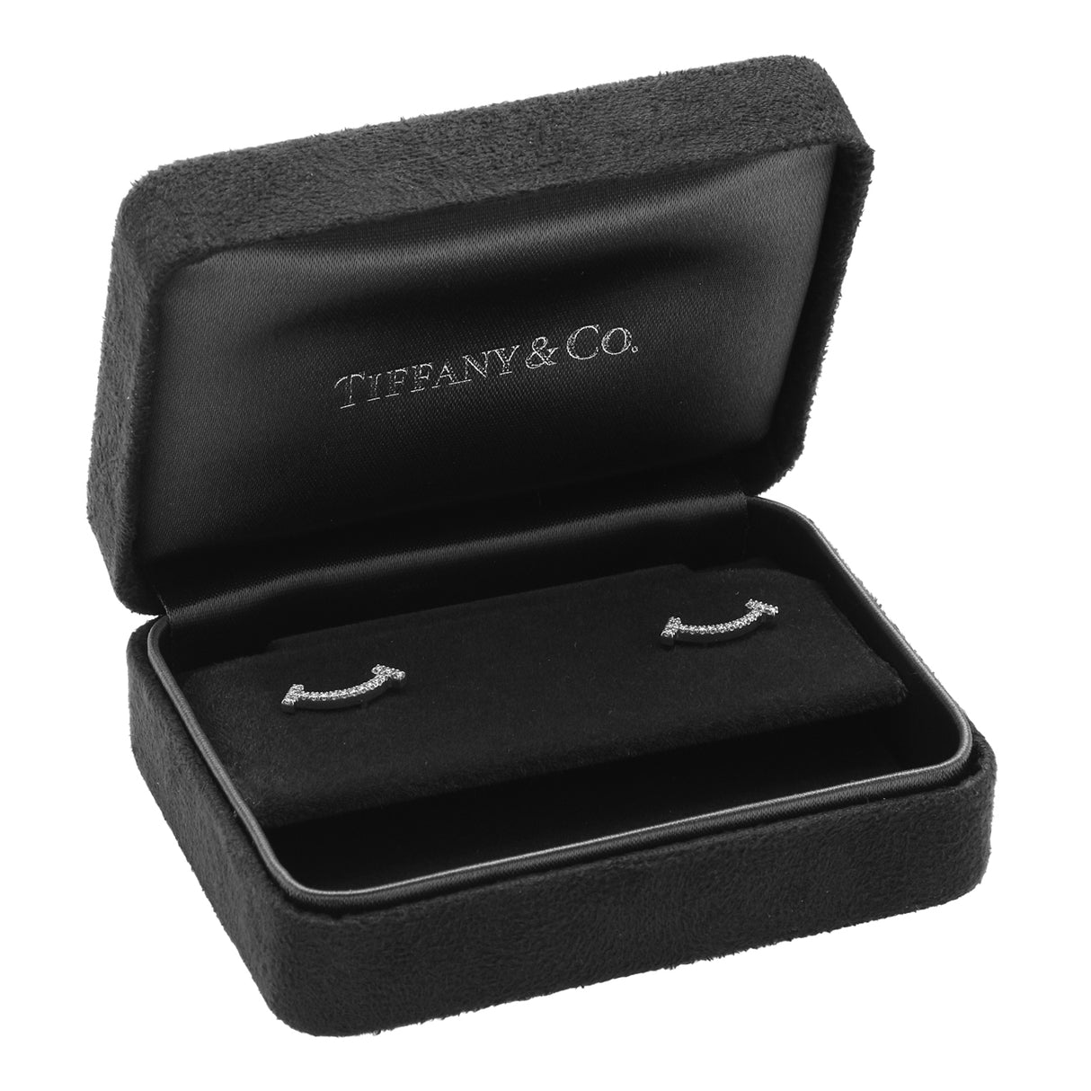 Tiffany & Co. 18K White Gold Diamond T Smile Earrings Designer Jewellery Tiffany and Co