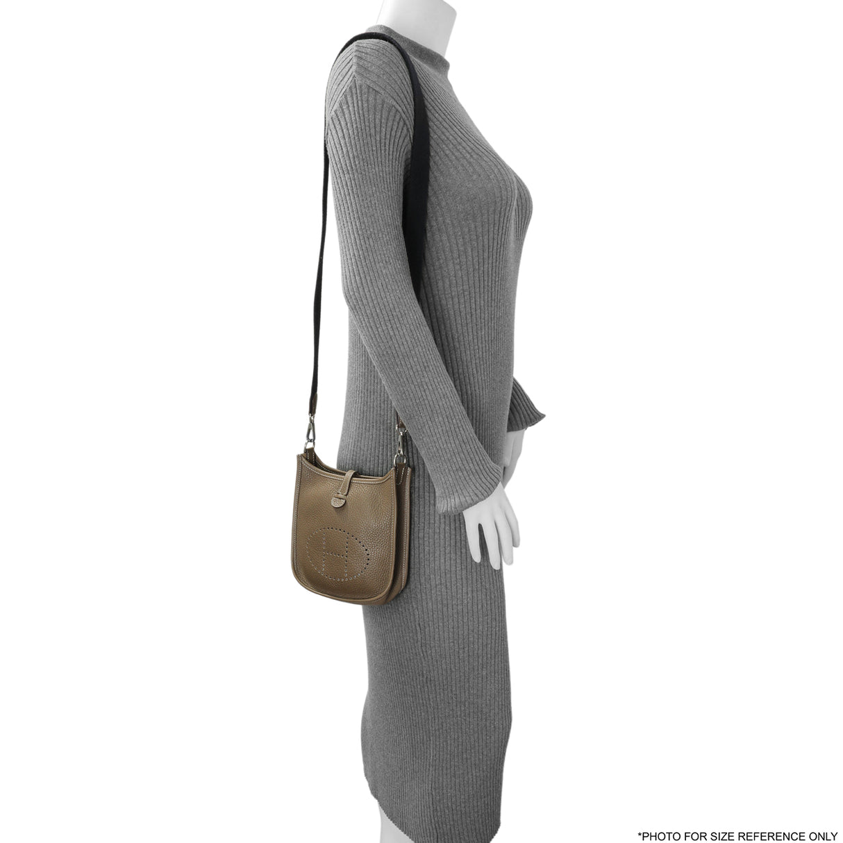 Hermes Etoupe Bleu Indigo Clemence Evelyne TPM Handbags Hermes