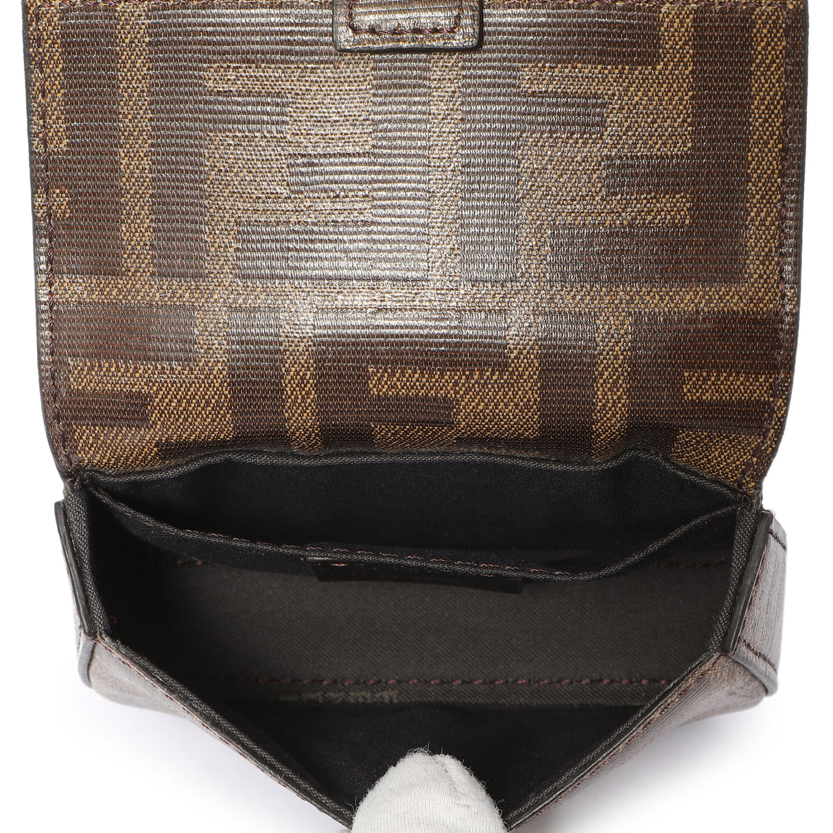 Fendi Glazed Canvas Vitello Century FF 1974 Nano Baguette Belt Bag Handbags Fendi