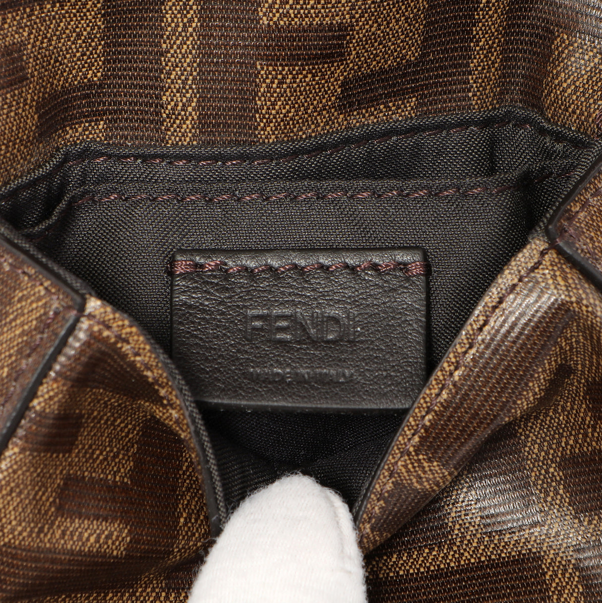 Fendi Glazed Canvas Vitello Century FF 1974 Nano Baguette Belt Bag Handbags Fendi