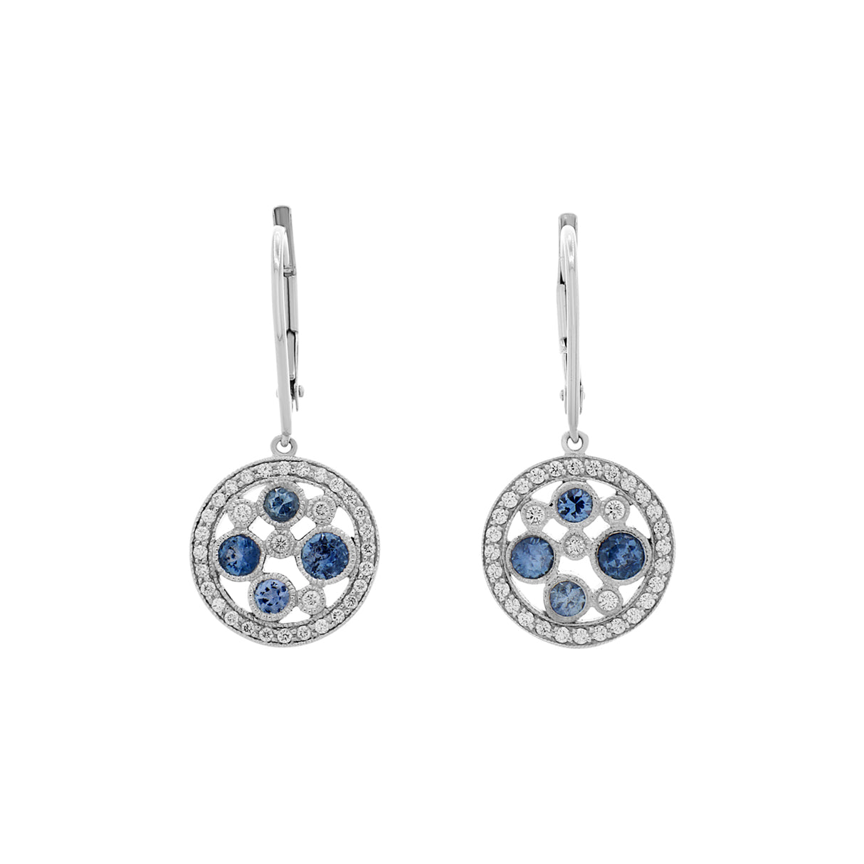Tiffany & Co. Platinum Diamond Sapphire Cobblestone Earrings Designer Jewellery Tiffany and Co