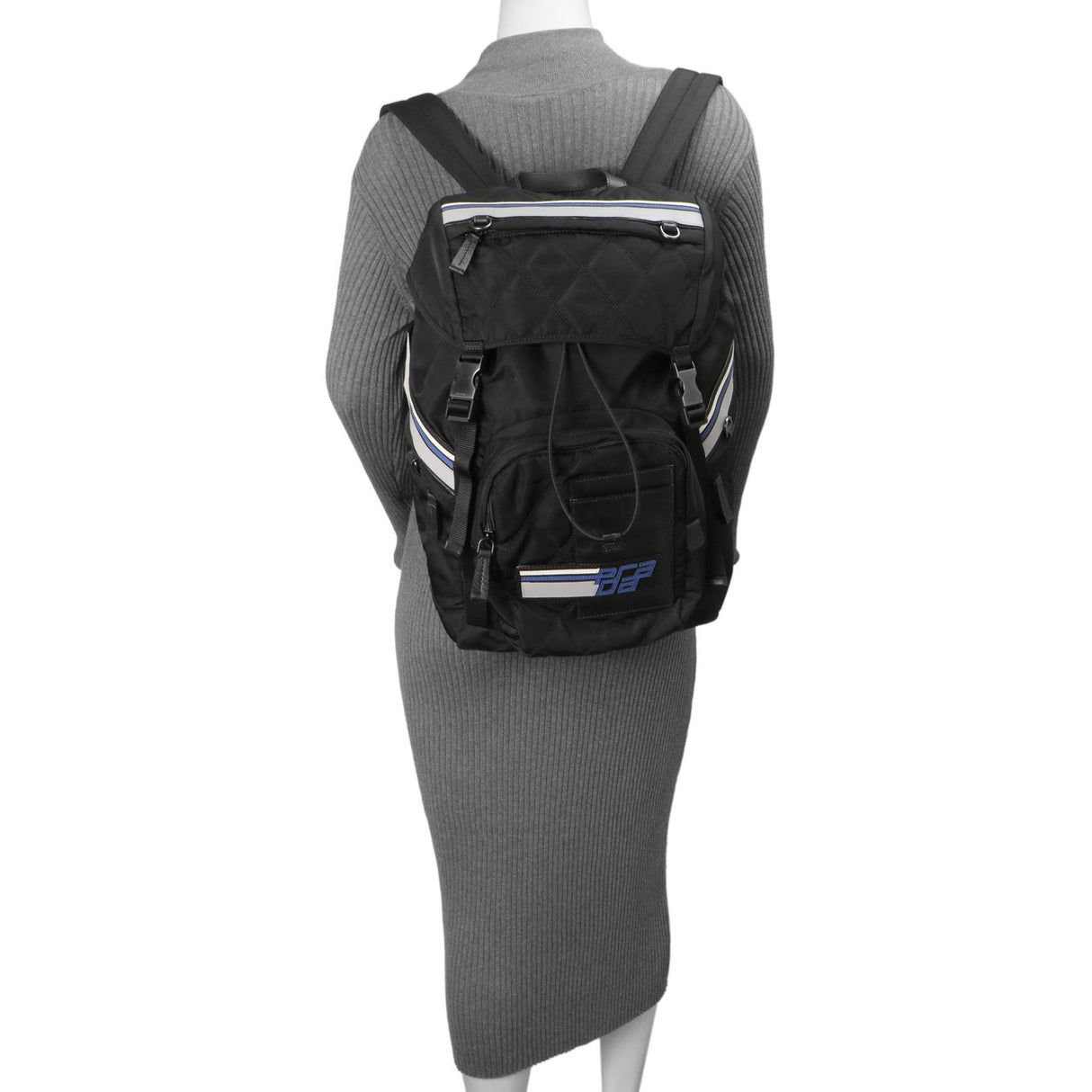 Prada Black Nylon Logo Patch Backpack Handbags Prada