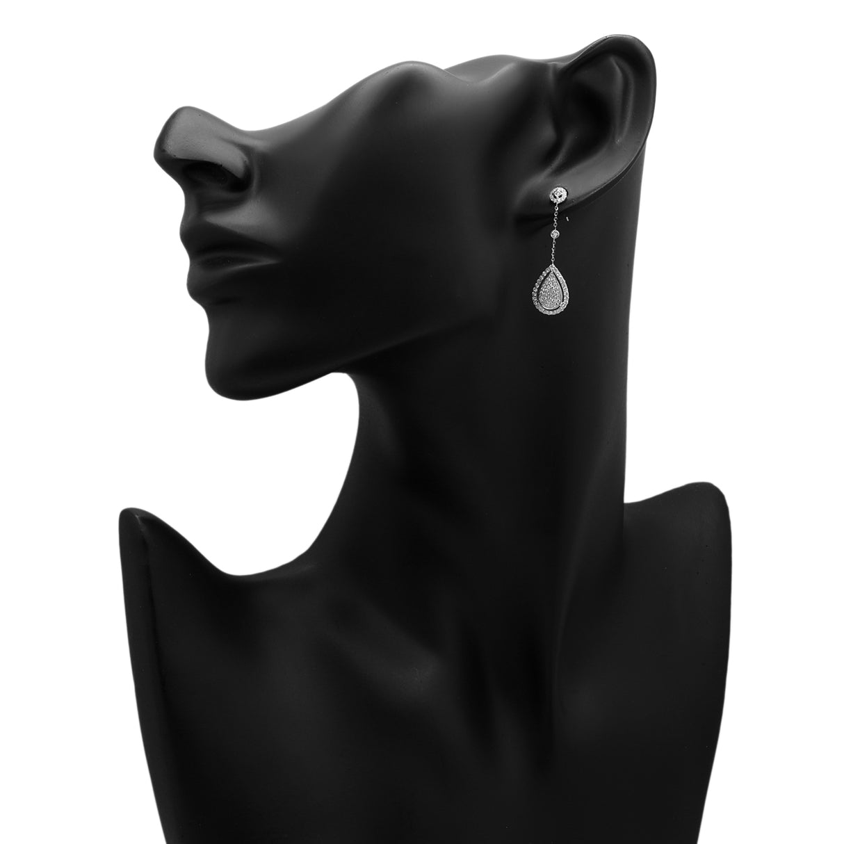 18K White Gold 0.38 Carat Diamond Cluster Pear Drop Earrings Fine Jewellery Modaselle