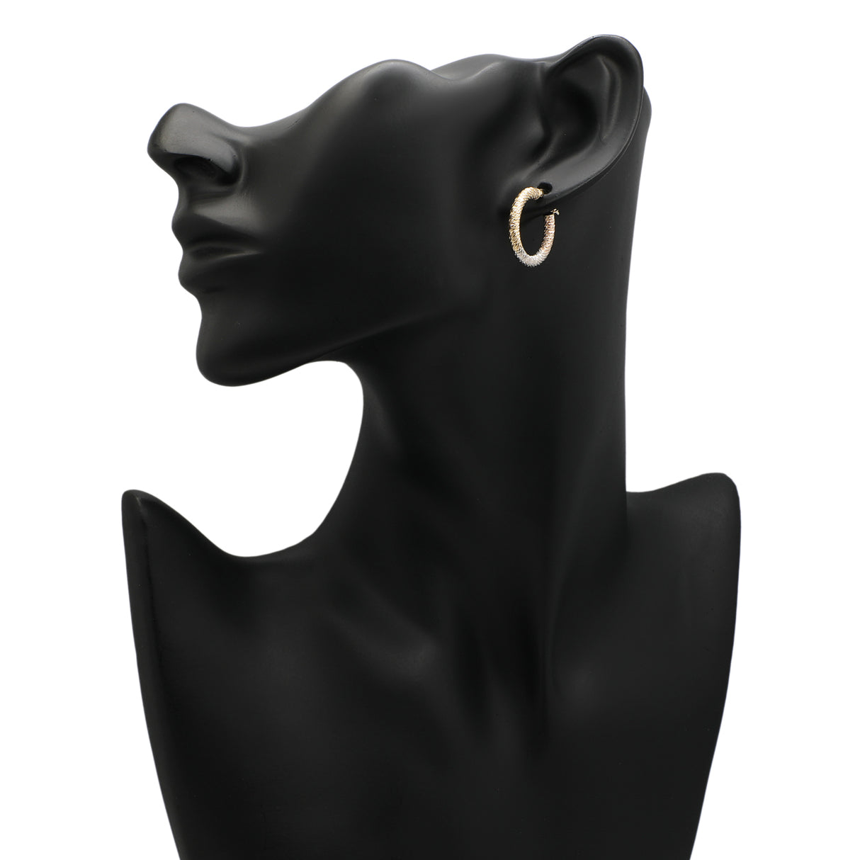 10K Tri-Gold Diamond Cut Hoop Earrings Fine Jewellery Modaselle