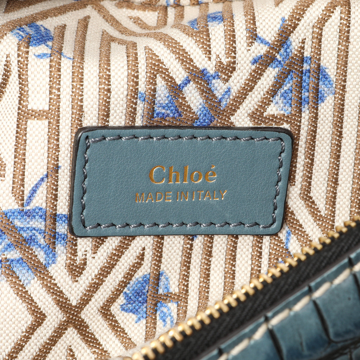 Chloe Blue Crocodile Embossed Small Daria Handbags Chloe