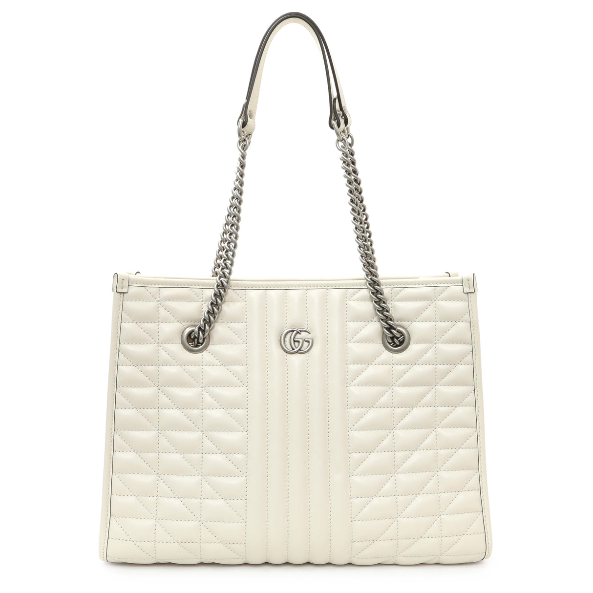 Gucci Cream Calfskin Matelasse Medium GG Marmont Shopping Tote Handbags Gucci