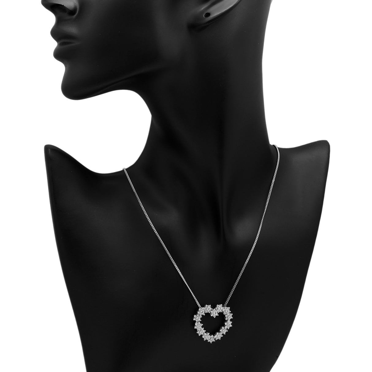 14K White Gold 1.47 Carat Diamond Cluster Heart Pendant Fine Jewellery Modaselle
