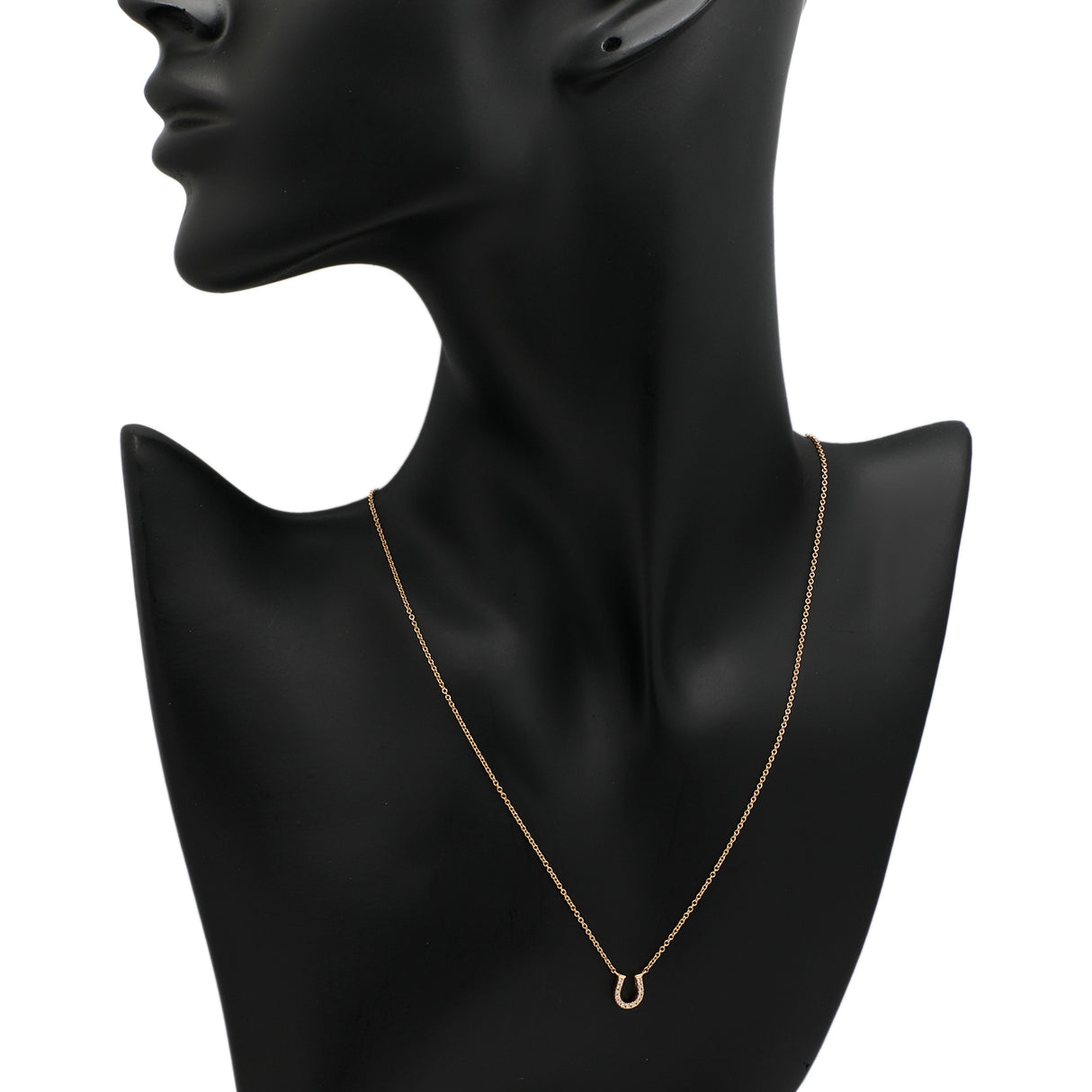 Tiffany & Co. 18K Rose Gold Diamond Horseshoe Pendant Necklace Designer Jewellery Tiffany and Co