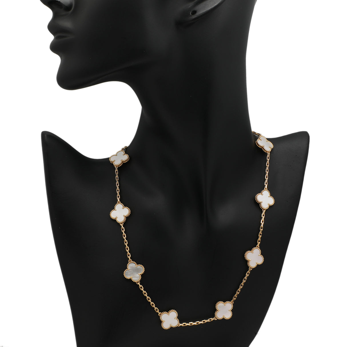 Van Cleef & Arpels 18K Yellow Gold 10 Motifs Vintage Alhambra Necklace Designer Jewellery Van Cleef and Arpels