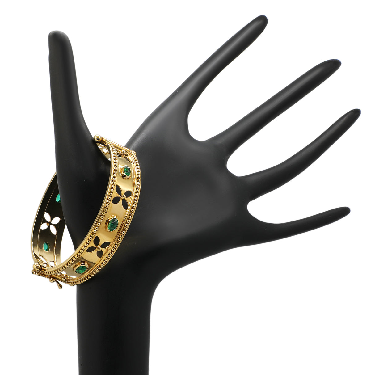 18K Yellow Gold Temple St. Clair 3.18 Carat Emerald Bangle Fine Jewellery Modaselle