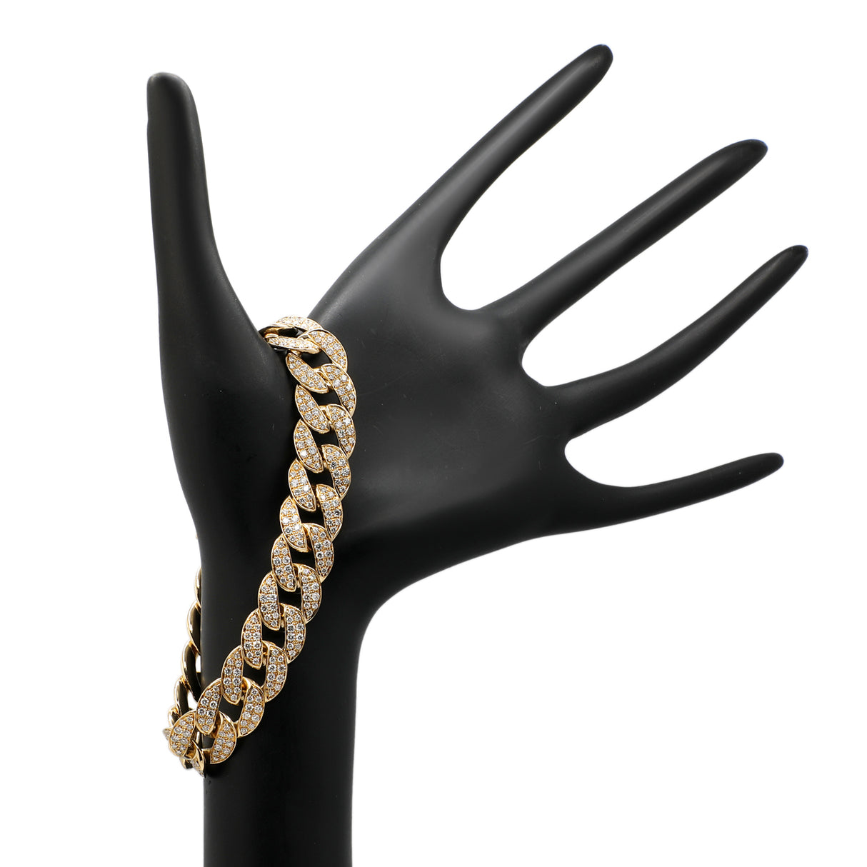 14K Yellow Gold 6.48 Carat Pave Curb Link Bracelet Fine Jewellery Modaselle