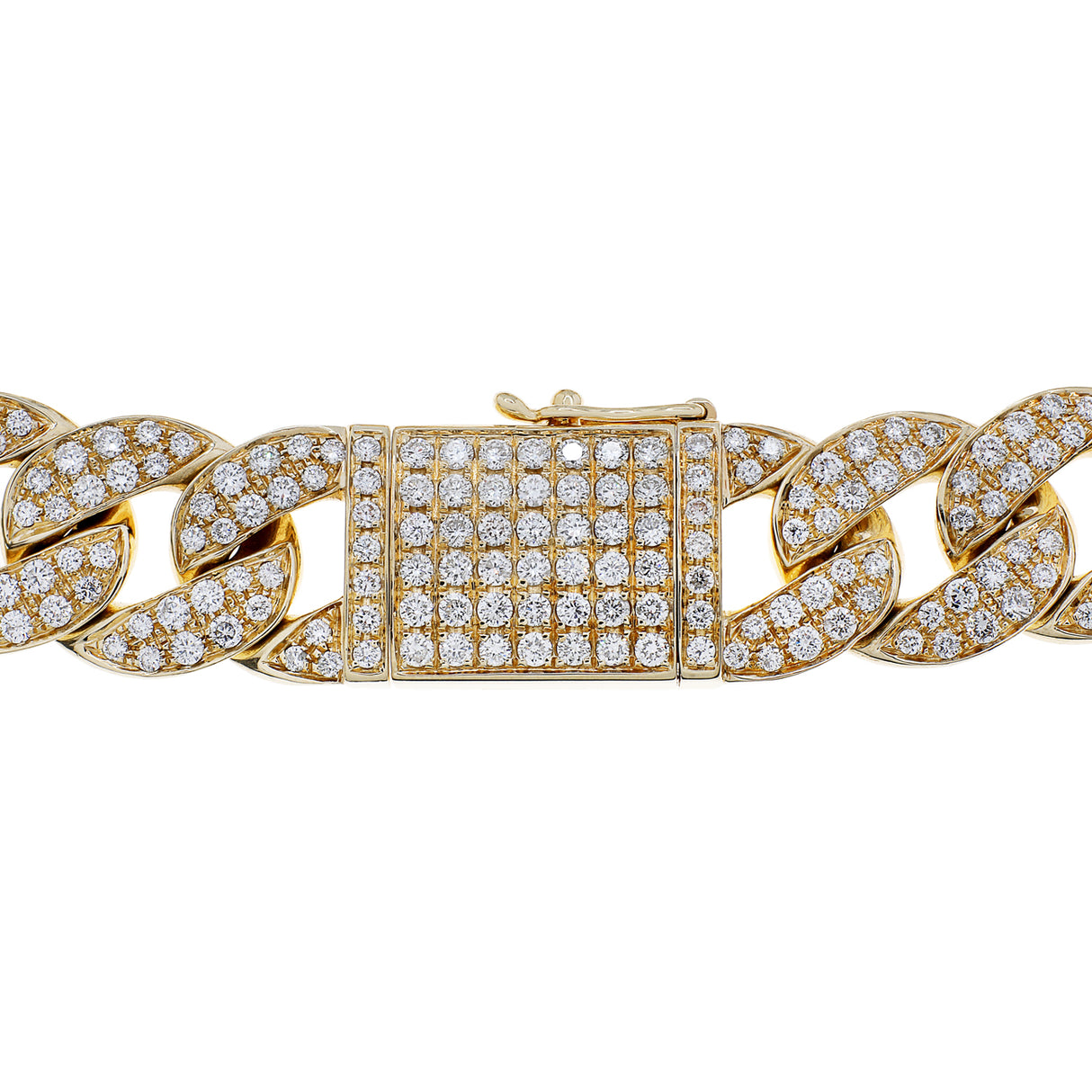 14K Yellow Gold 6.48 Carat Pave Curb Link Bracelet Fine Jewellery Modaselle