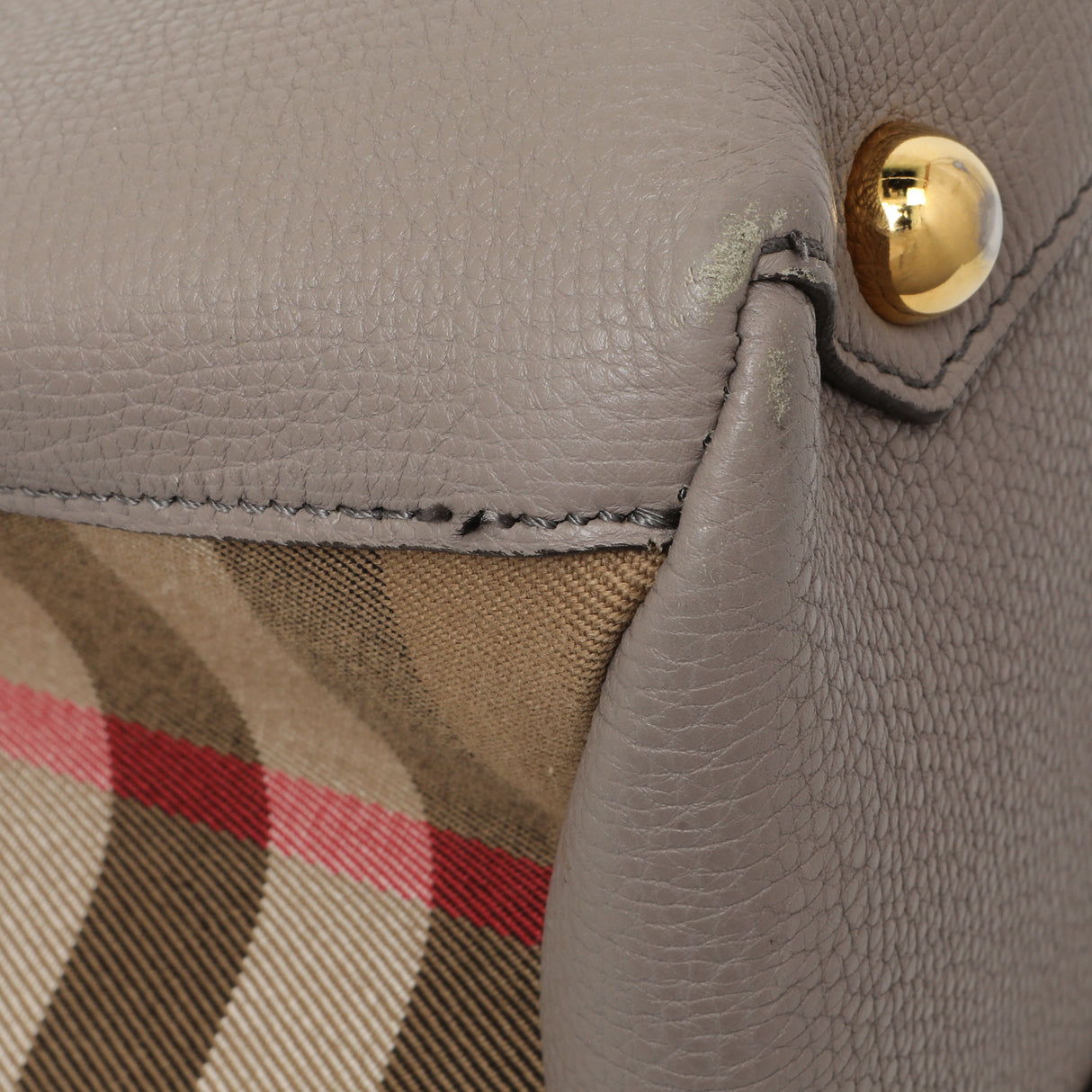 Burberry Grey Calfskin House Check Medium Banner Tote Handbags Burberry