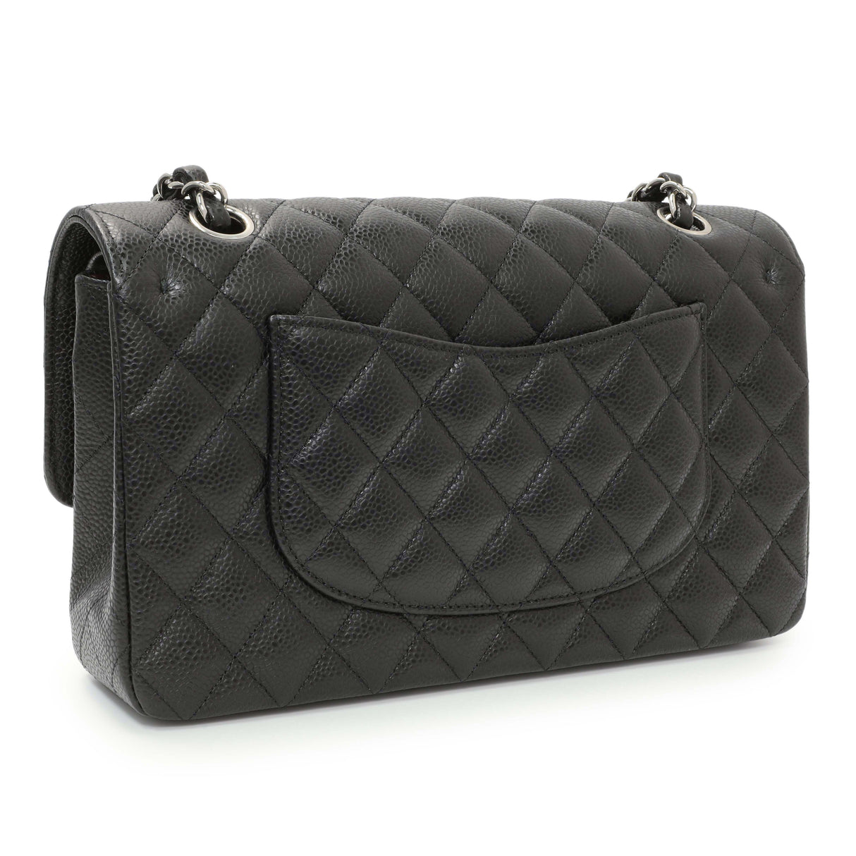 Chanel Black Quilted Caviar Medium Classic Double Flap Handbags Chanel