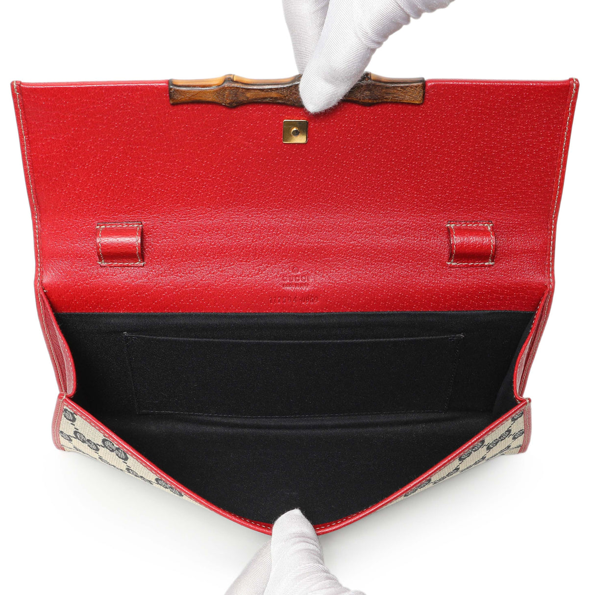 Gucci Navy GG Canvas Bamboo Bar Clutch