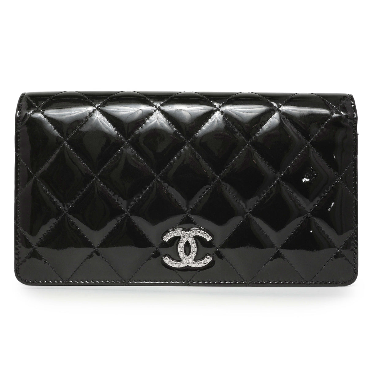 Chanel Black Quilted Patent Yen Wallet Accessories Chanel