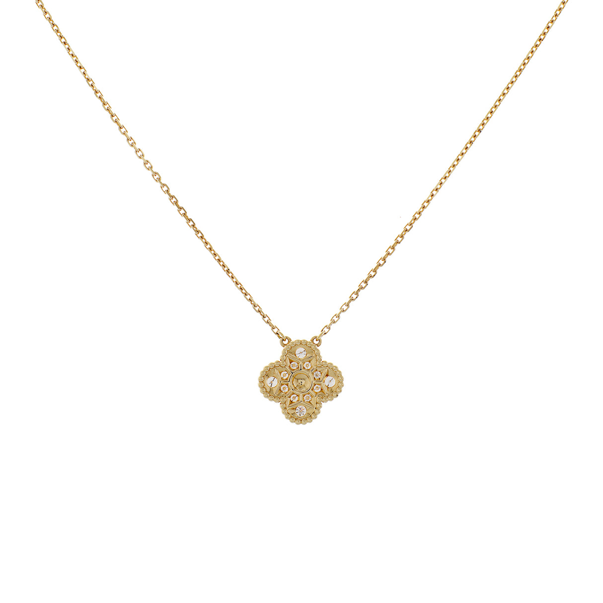 Van Cleef & Arpels 18K Yellow Gold Diamond Vintage Alhambra Pendant Necklace Designer Jewellery Van Cleef and Arpels