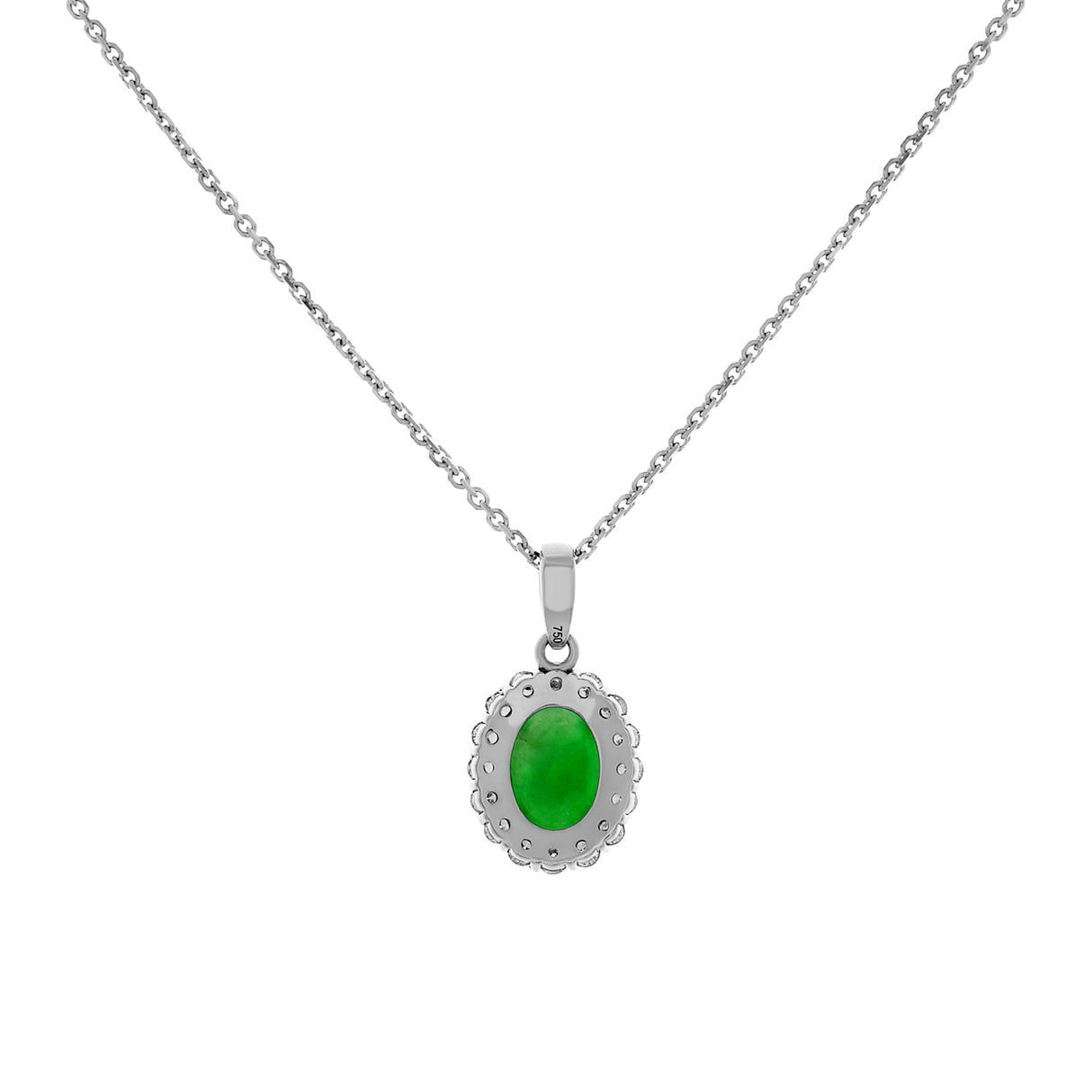18K White Gold Cabochon Jadeite Diamond Pendant Fine Jewellery Modaselle