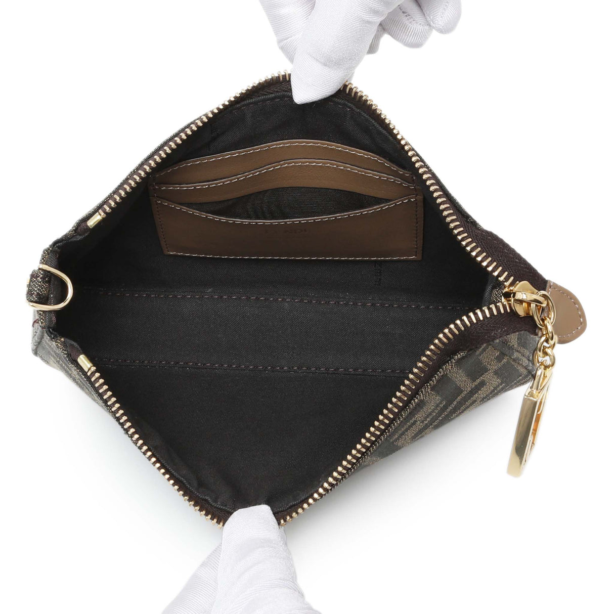 Fendi Fabric Jacquard Vitello Grace FF 1974 Baguette Pouch Handbags Fendi