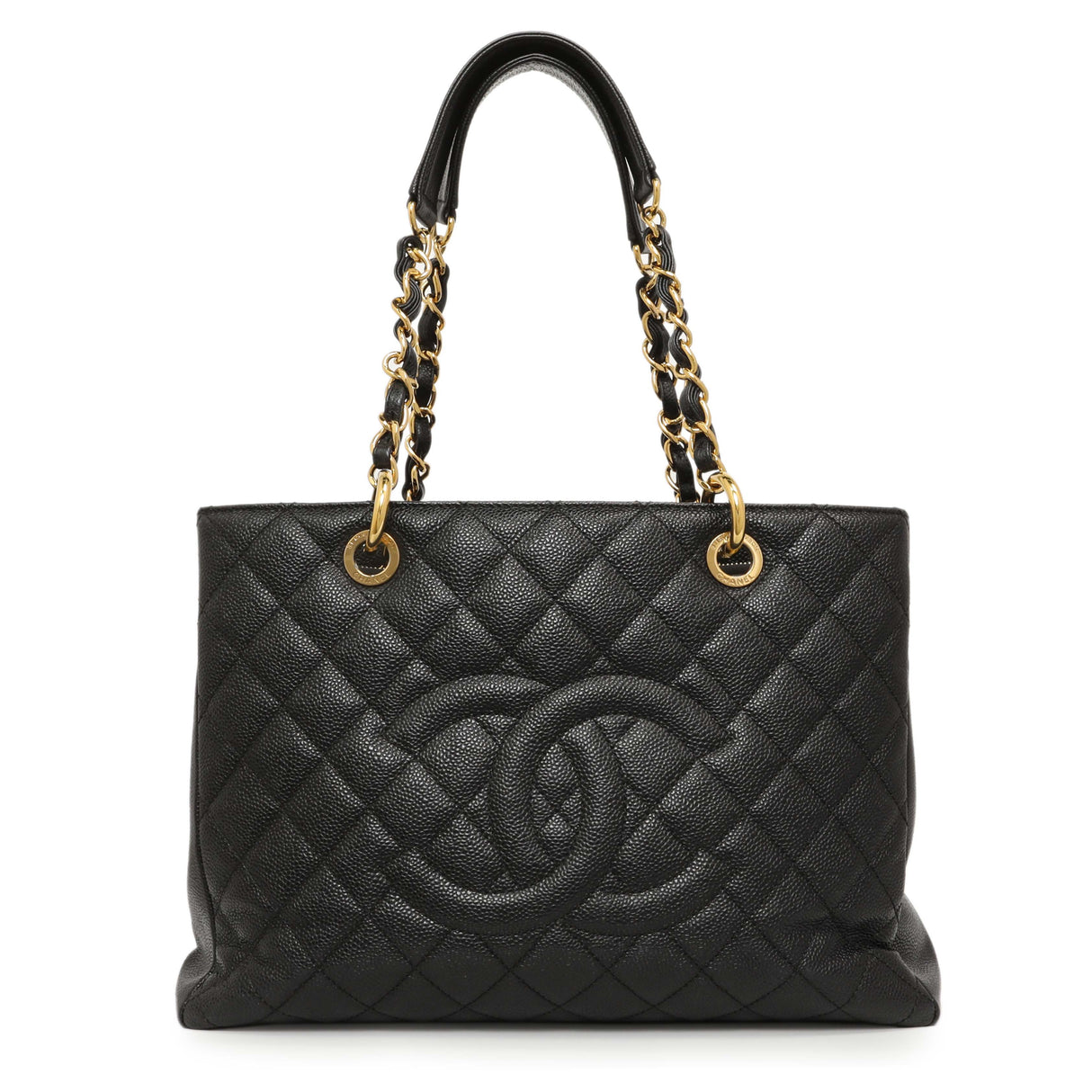 Chanel Black Quilted Caviar Grand Shopping Tote GST Handbags Chanel