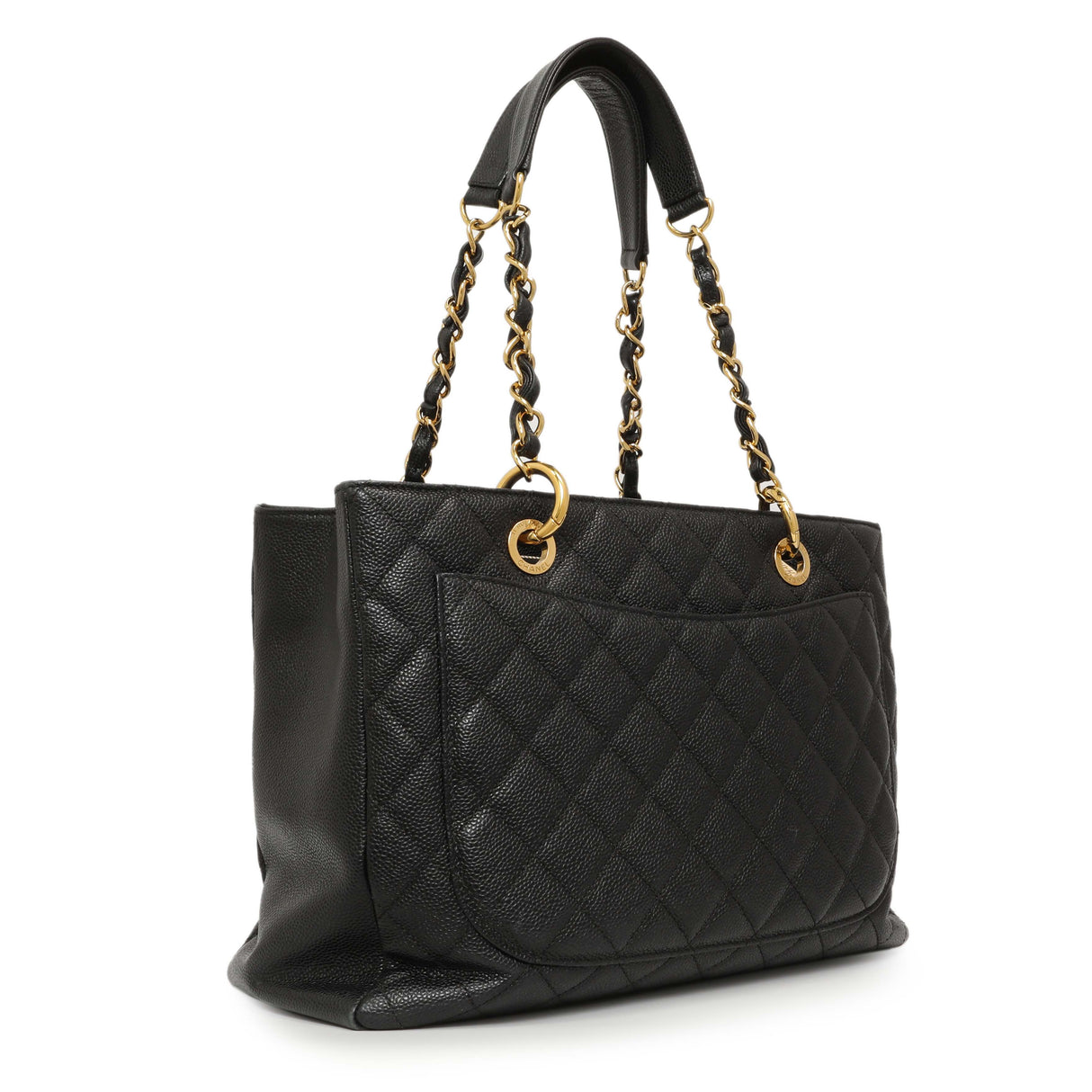 Chanel Black Quilted Caviar Grand Shopping Tote GST Handbags Chanel