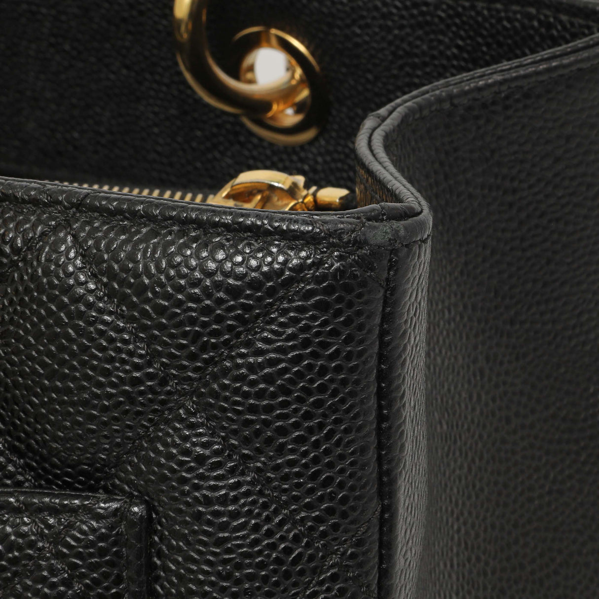 Chanel Black Quilted Caviar Grand Shopping Tote GST Handbags Chanel