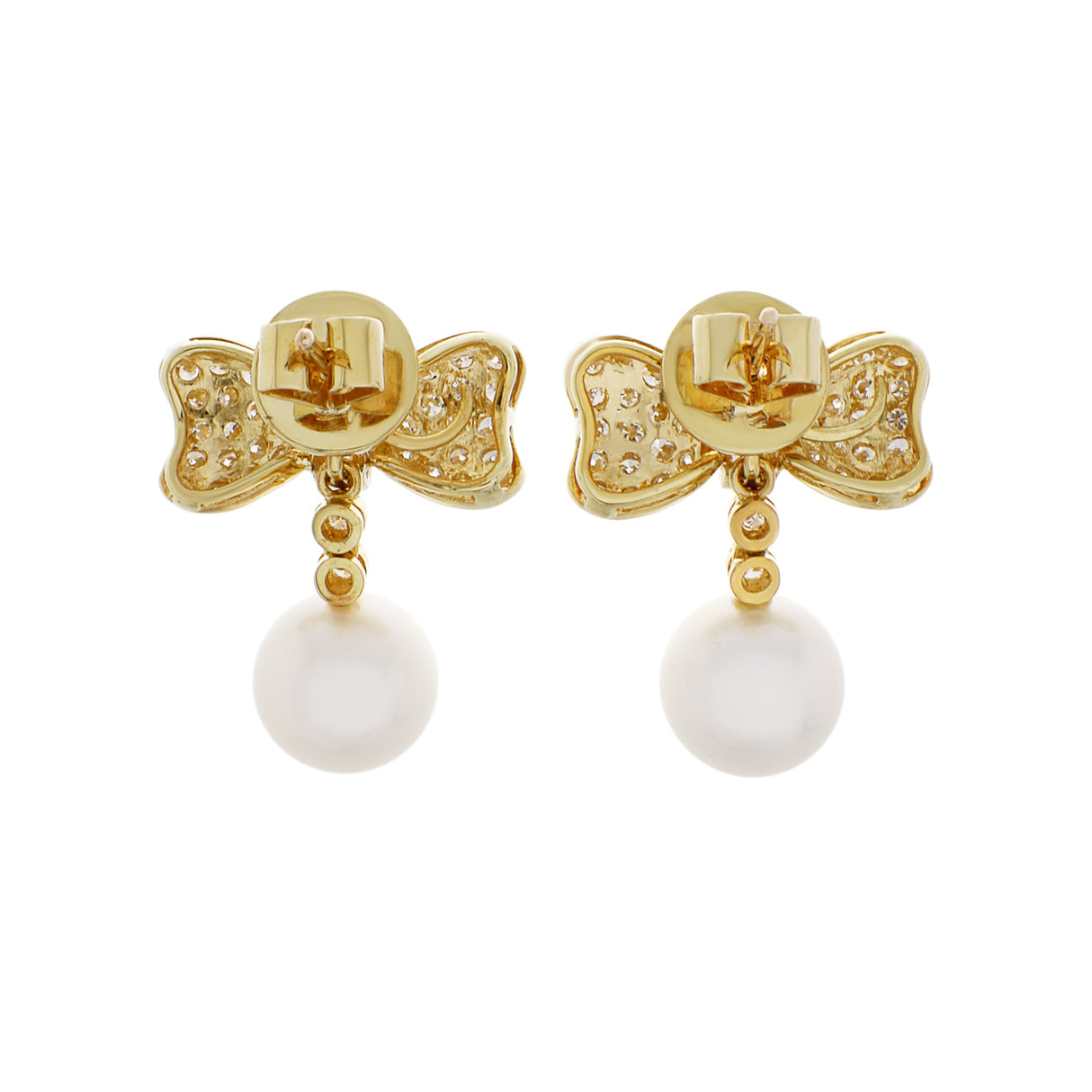 18K Yellow Gold South Sea Pearl Bow Earrings Fine Jewellery Modaselle