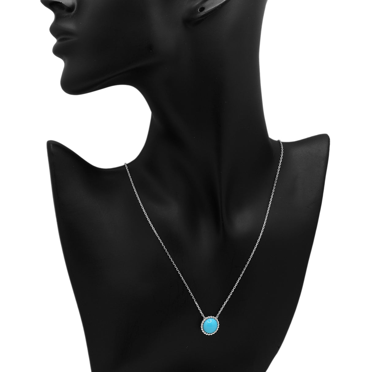 Van Cleef & Arpels 18K White Gold Turquoise Perlée Couleurs Pendant Designer Jewellery Van Cleef and Arpels