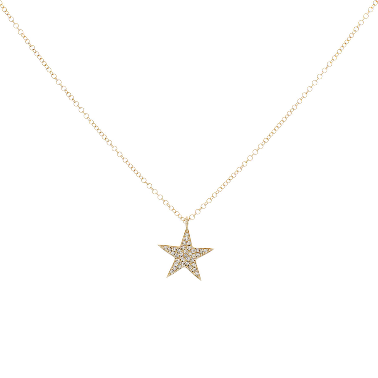 14K Yellow Gold Diamond Star Pendant Modaselle