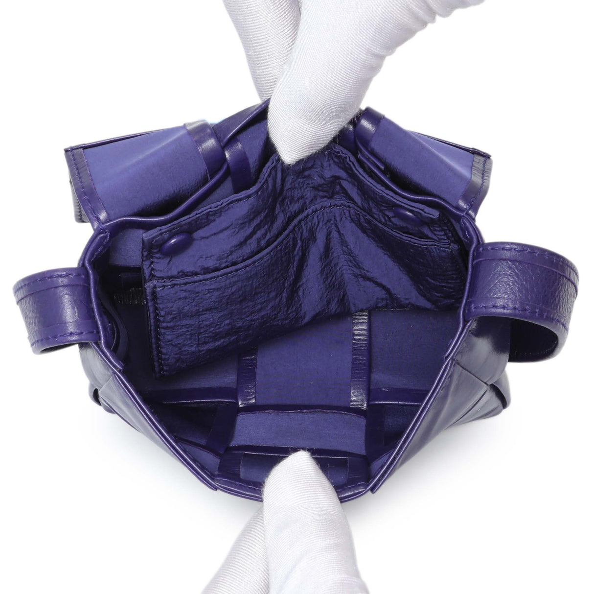 Bottega Veneta Purple Paper Calfskin Maxi Intreccio Extra Mini Cassette Crossbody Bag Handbags Bottega Veneta