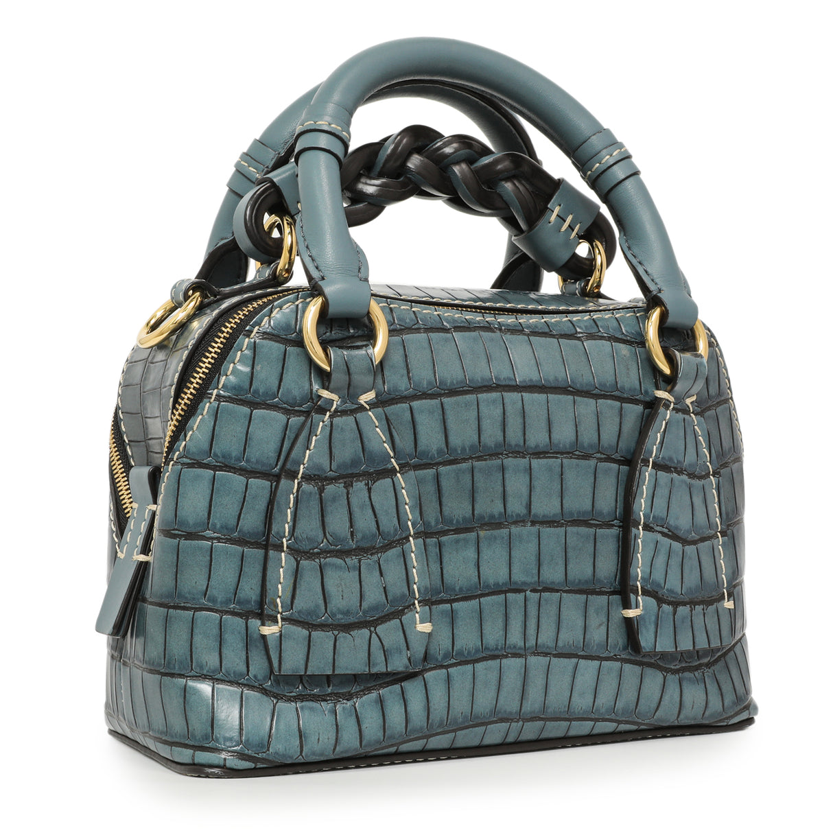 Chloe Blue Crocodile Embossed Small Daria Handbags Chloe