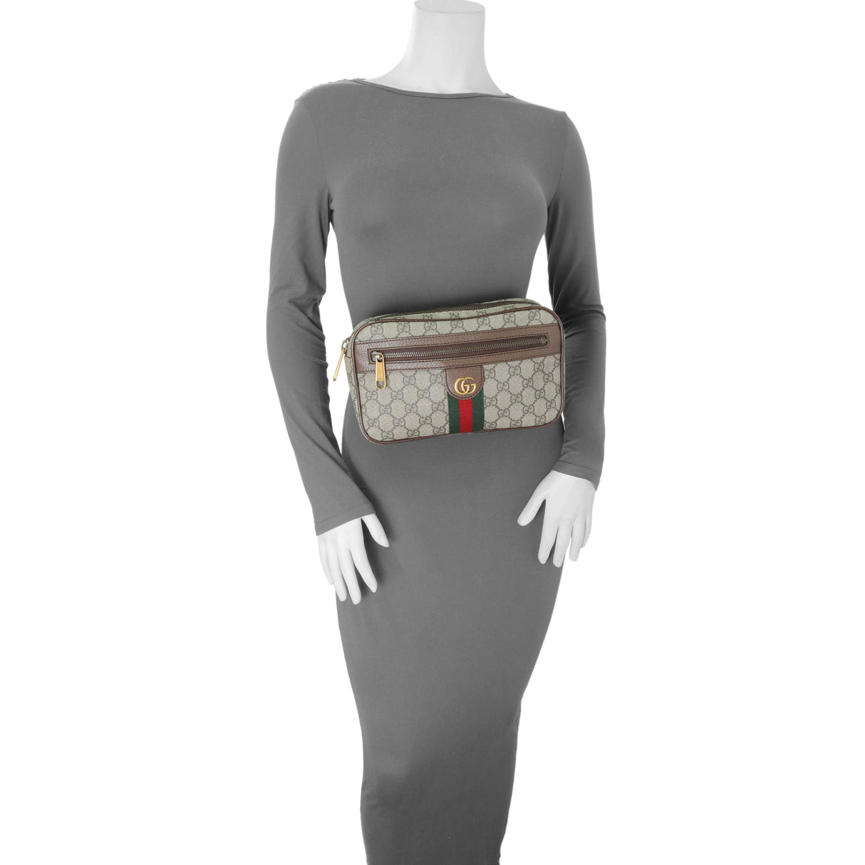 Gucci Brown Soft GG Supreme Monogram Medium Ophidia Belt Bag Handbags Gucci