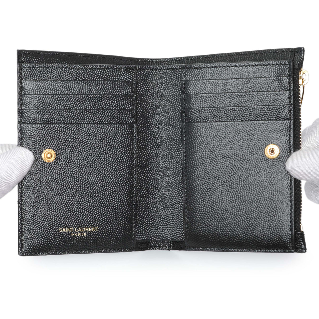 Saint Laurent Black Grain De Poudre Cassandra Matelasse Bi-fold Wallet Accessories Saint Laurent