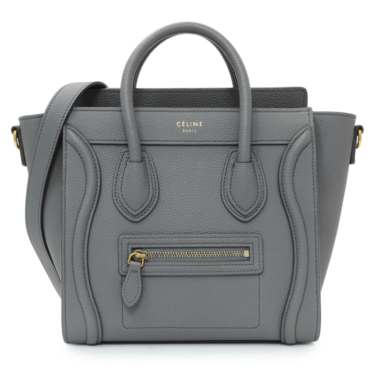 Celine Kohl Drummed Calfskin Nano Luggage Handbags Celine