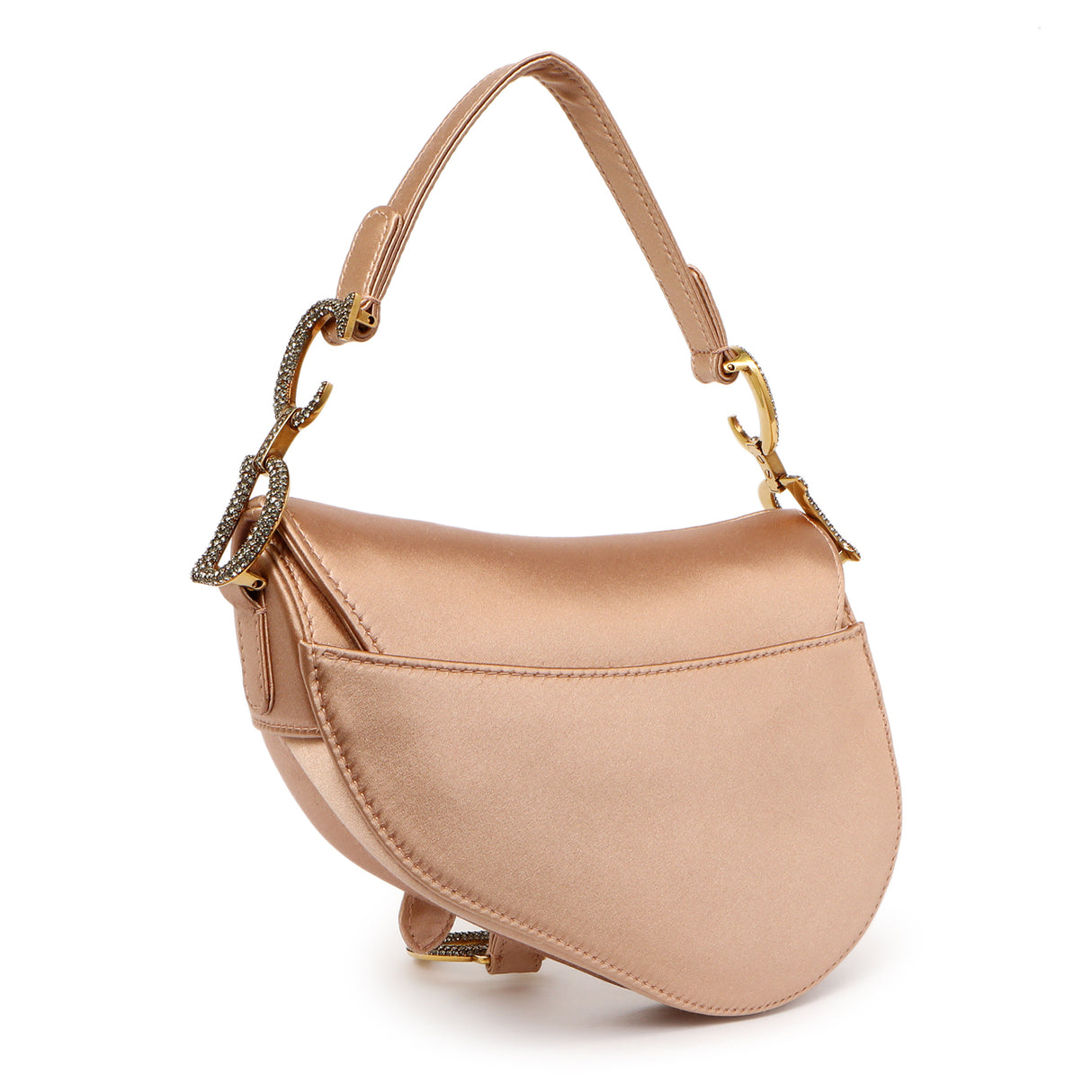 Christian Dior Powder Beige Satin Crystal Mini Saddle Bag Handbags Christian Dior