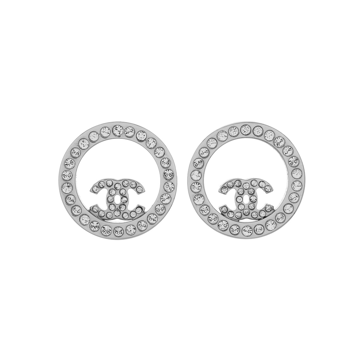 Chanel Crystal CC Round Earrings Designer Jewellery Chanel