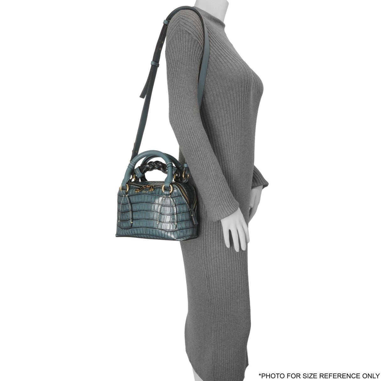Chloe Blue Crocodile Embossed Small Daria Handbags Chloe