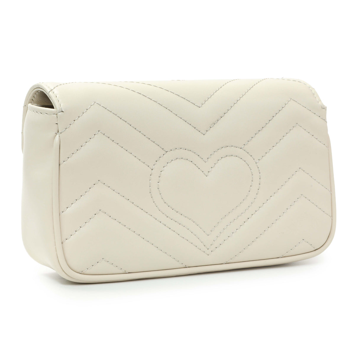 Gucci White Calfskin Matelasse Super Mini GG Marmont Handbags Gucci